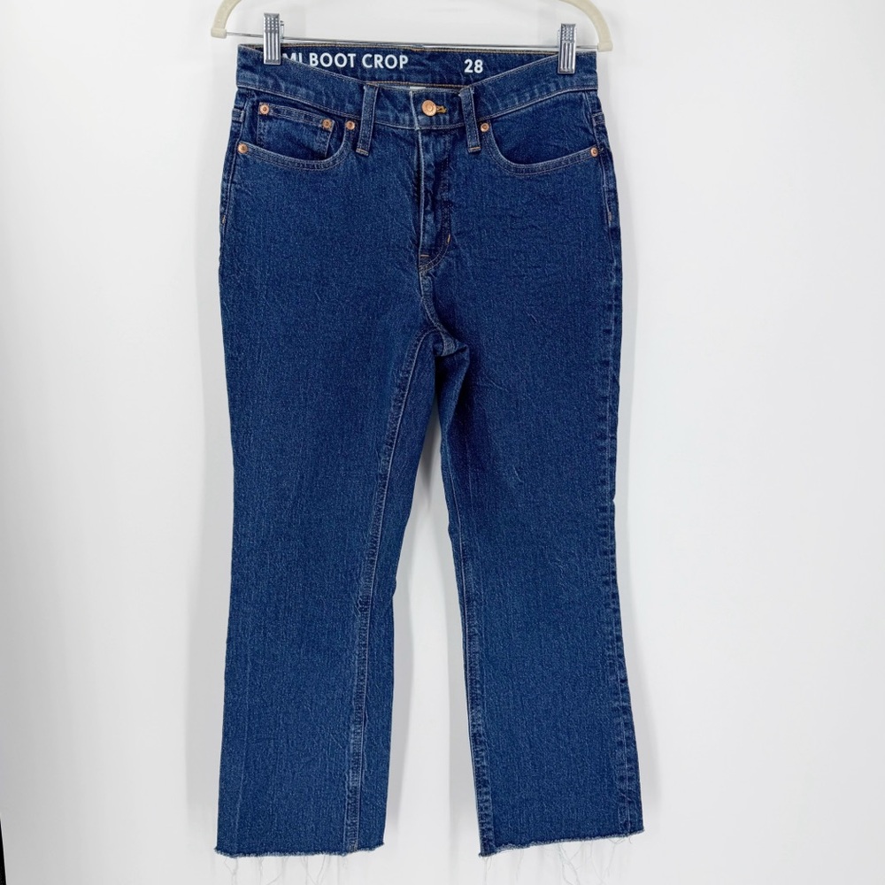 J.CREW Demi Boot Crop Jeans Blue 28 Fray Raw Hem Stretch